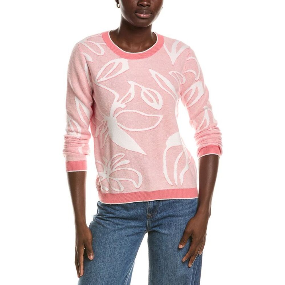 Tyler Böe Womens Conner Textured Leaves Sweater, Yellow Multi